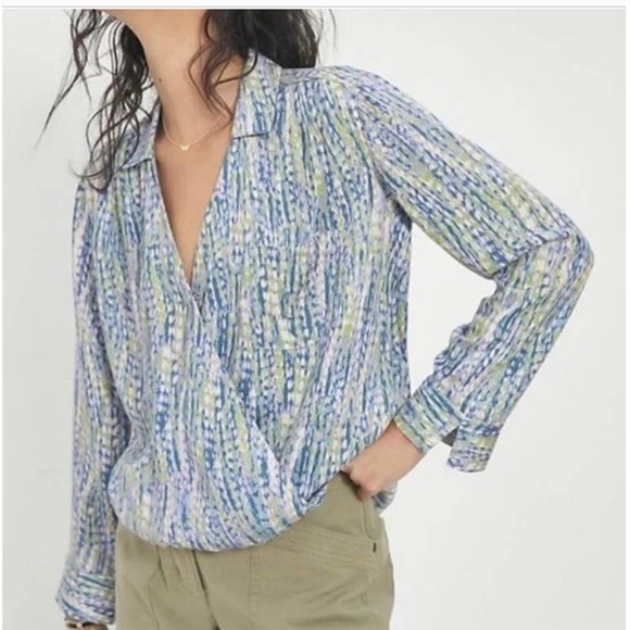 Anthropologie Tops - Anthropologie Blue and Green Blouse